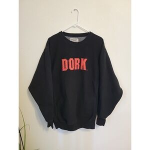 Steve and Barrys Crew Sweatshirt Mens L Black DORK Grandpas Vintage Long Sleeve